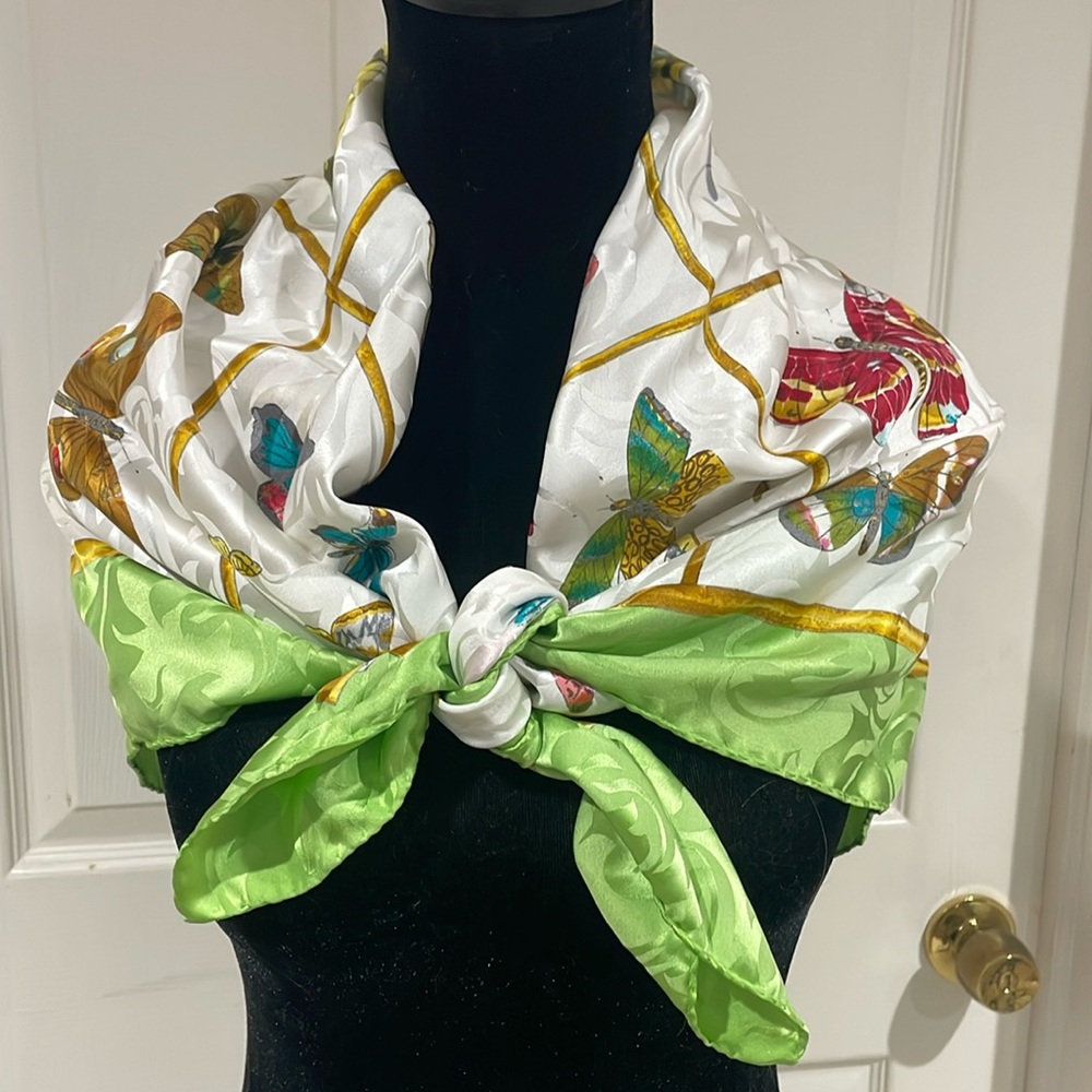 Oversized silk butterfly scarf